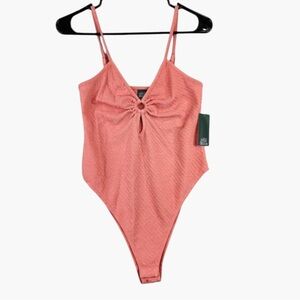 NWT. Coral Cutout Spaghetti Strap Bodysuit